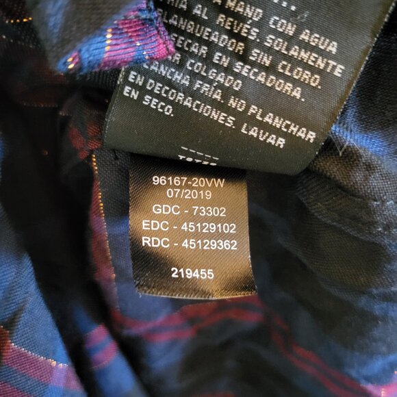 Harley Davidson Plaid Metallic Button Up Shirt Womens Medium Roses Navy Blue - Picture 10 of 10